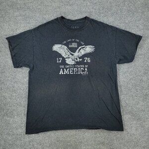 5 Star Shirt Men's XL Black USA Land Of The Free Flag Graphic Tee Short Sleeve